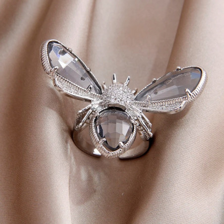 Bagues en forme d'abeille ajustable pour femme couleur argent