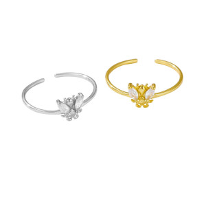 Anello Ape Regina Scintillante | Argento 925 - Oro e Argento