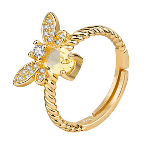 Anello Ape 'Miele Prezioso' - Gioiello in Acciaio Dorato