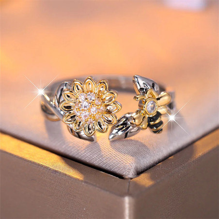 Anello Ape 'Bottinatrice del Sole' - Zirconia Cubica