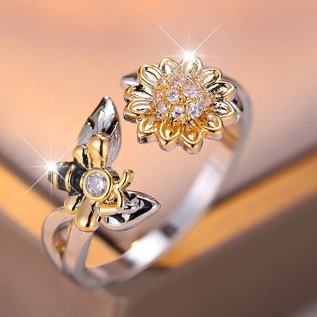 Anello Ape 'Bottinatrice del Sole' - Zirconia Cubica