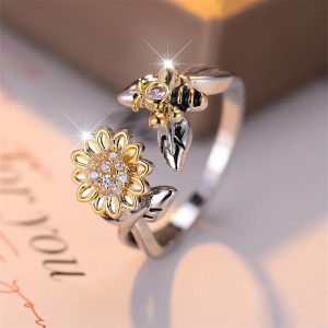 Anello Ape 'Bottinatrice del Sole' - Zirconia Cubica