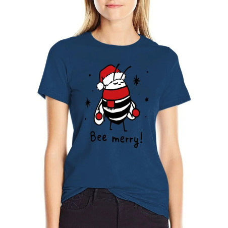 Maglietta Ape Donna "Bee Merry!" | T-shirt Natalizia Originale