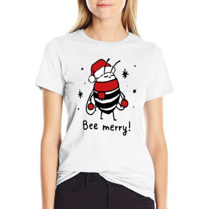 Maglietta Ape Donna "Bee Merry!" | T-shirt Natalizia Originale