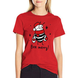 Maglietta Ape Donna "Bee Merry!" | T-shirt Natalizia Originale