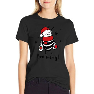 Maglietta Ape Donna "Bee Merry!" | T-shirt Natalizia Originale