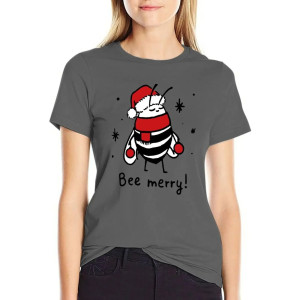 Maglietta Ape Donna "Bee Merry!" | T-shirt Natalizia Originale