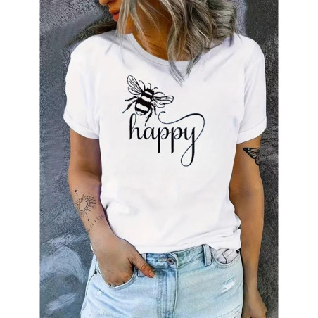 T-shirt "Bee Happy" con Ape | Idea Regalo Donna Originale