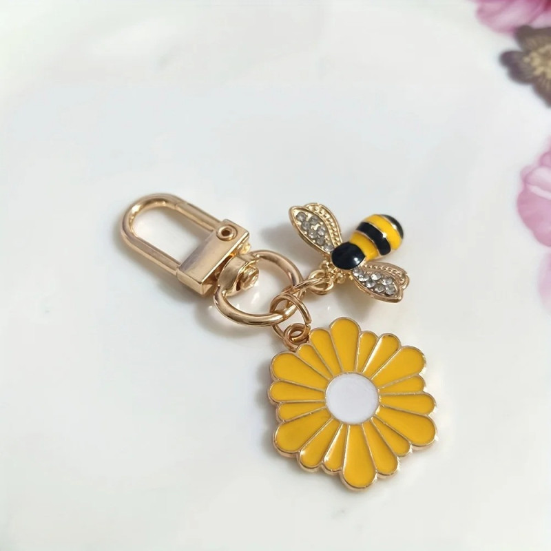 Portachiavi Ape e Margherita Dorato | Idea Regalo Donna Unica