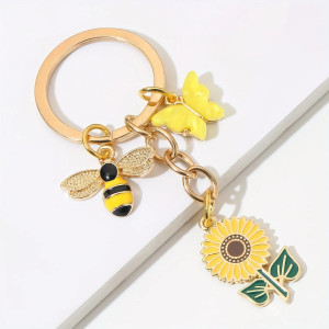 Portachiavi Ape e Girasole | Accessorio Originale e Carino