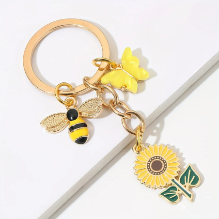 Portachiavi Ape e Girasole | Accessorio Originale e Carino
