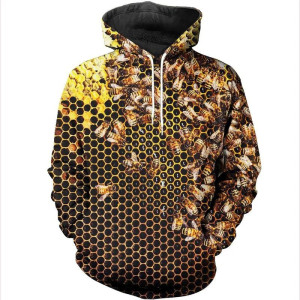 Felpa Ape "Sciame Mistico" | Hoodie con Stampa 3D Alveare