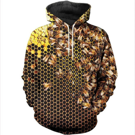 Felpa Ape "Sciame Mistico" | Hoodie con Stampa 3D Alveare