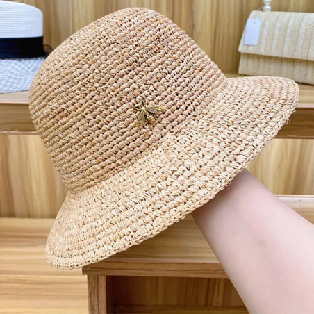Cappello di Rafia con Ape - Stile Estivo Unico | 1001abeilles.com