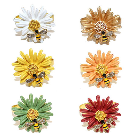Portatovaglioli Ape & Fiore | Set da 4 – Eleganti e Colorati