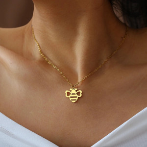 Collana Ciondolo Ape 'Splendore Naturale' - Acciaio Oro/Argento