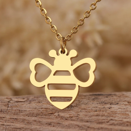 Collana Ciondolo Ape 'Splendore Naturale' - Acciaio Oro/Argento