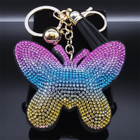 Portachiavi Farfalla Arcobaleno🌈 con Pompon | Idea Regalo
