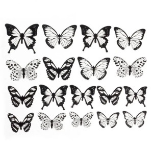 Adesivi Farfalle Bianche e Nere - Decorazione Murale 3D - Set 18