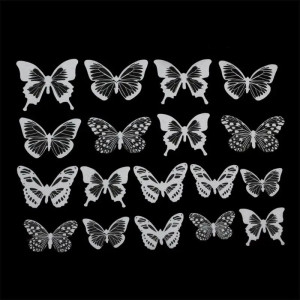 Adesivi Farfalle Bianche e Nere - Decorazione Murale 3D - Set 18