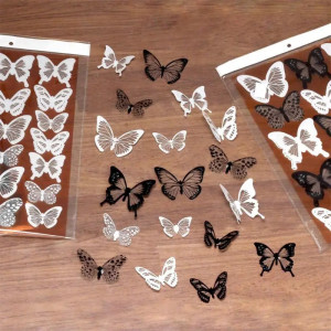 Adesivi Farfalle Bianche e Nere - Decorazione Murale 3D - Set 18