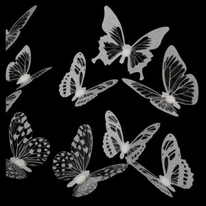Adesivi Farfalle Bianche e Nere - Decorazione Murale 3D - Set 18