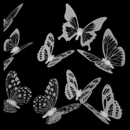 Adesivi Farfalle Bianche e Nere - Decorazione Murale 3D - Set 18