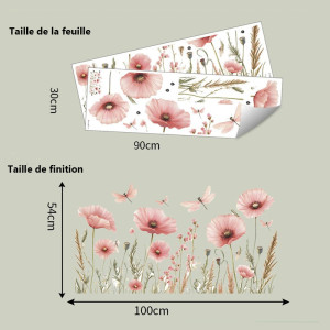 Adesivo Murale Vinile Fiore e Libellula | 1001 Abeilles
