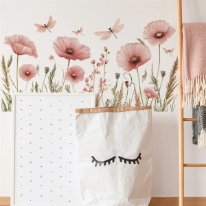 Adesivo Murale Vinile Fiore e Libellula | 1001 Abeilles