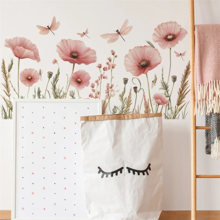 Adesivo Murale Vinile Fiore e Libellula | 1001 Abeilles