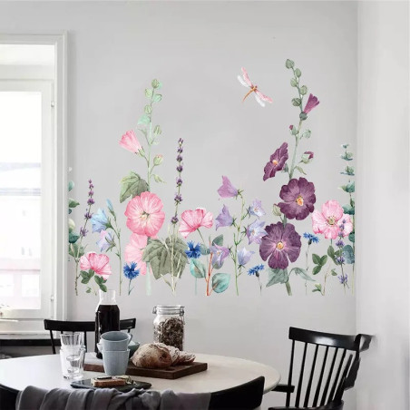 Adesivi Murali Viti Porpora e Libellula 60x60cm | 1001Abeilles
