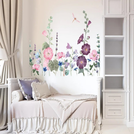 Adesivi Murali Viti Porpora e Libellula 60x60cm | 1001Abeilles