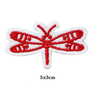 Patch da cucire libellula rossa 3D con perline - 1001abeilles.com