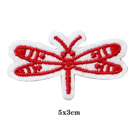 Patch da cucire libellula rossa 3D con perline - 1001abeilles.com