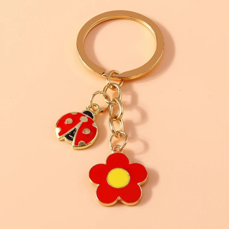 Portachiavi Coccinella e Fiore Incantato | Idea Regalo Donna