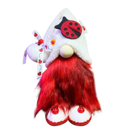 Grande Gnomo Coccinella – Decorazione Artigianale Fatata