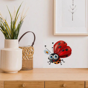 Adesivo Coccinella "Volo Felice" - Sticker Divertente e Colorato