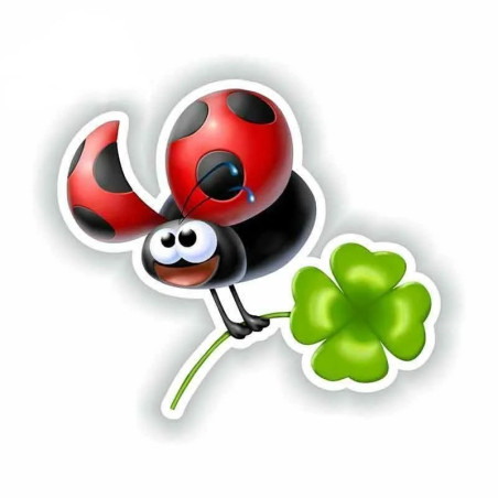 Adesivo Coccinella Portafortuna | Sticker Unico con Quadrifoglio