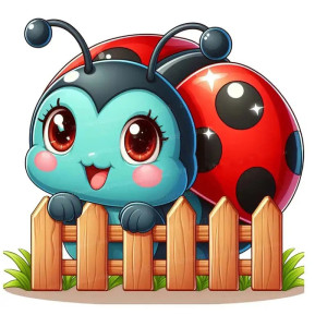 Adesivo Coccinella "Steccato Curioso" | Sticker Divertente & Carino