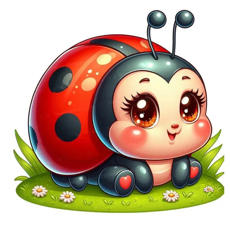 Adesivo Coccinella 'Dolce Prato' | Sticker Carino e Colorato