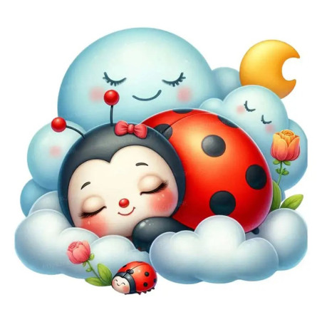 Adesivo Coccinella 'Pisolo Floreale' - Sticker Rilassante e Carino