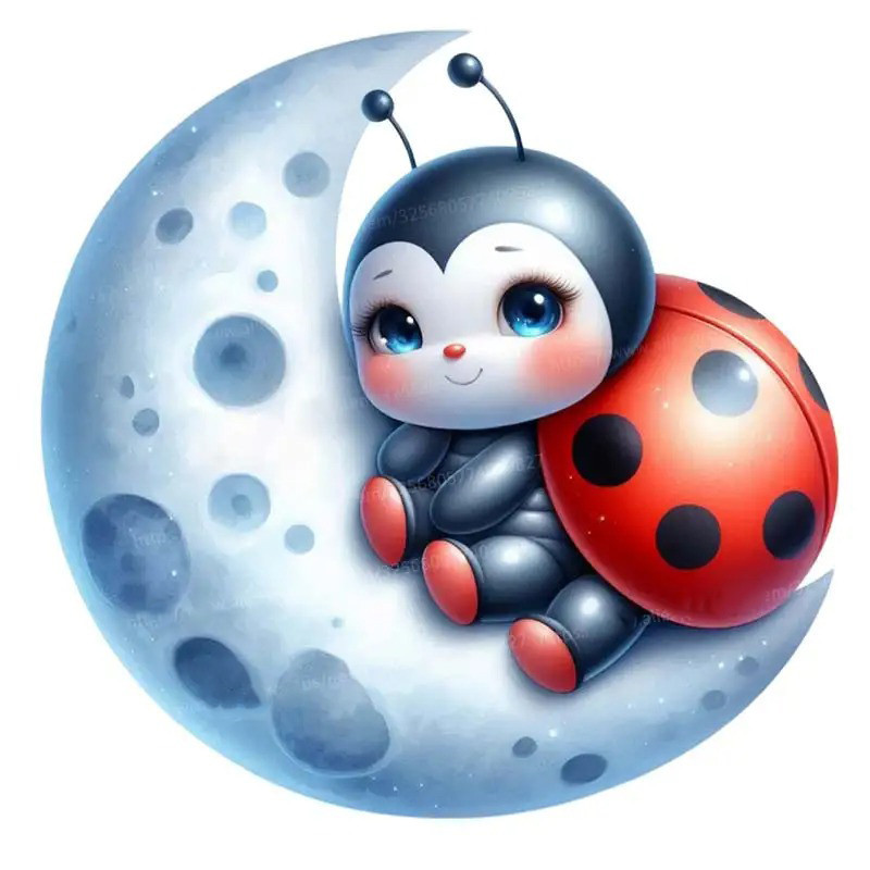 Adesivo Coccinella 'Luna Mistica' - Sticker Magico e Rilassante
