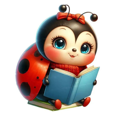 Adesivo Coccinella 'Piccola Lettrice' | Sticker Carino PVC