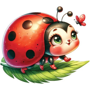 Adesivo Carino Coccinella 'Dolce Foglia' – Natura e Poesia