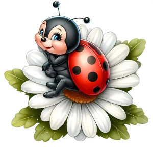 Adesivo Coccinella 'Riposo sul Fiore' – Natura e relax