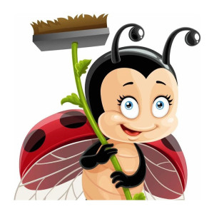 Adesivo Coccinella "Scopa Magica" - Decorazione Murale Originale