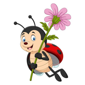 Adesivo Coccinella "Fiore Felicità" | Decorazione Murale Unica