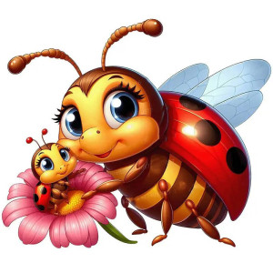 Adesivo Coccinella "Dolcezza Floreale" | Decorazione Murale