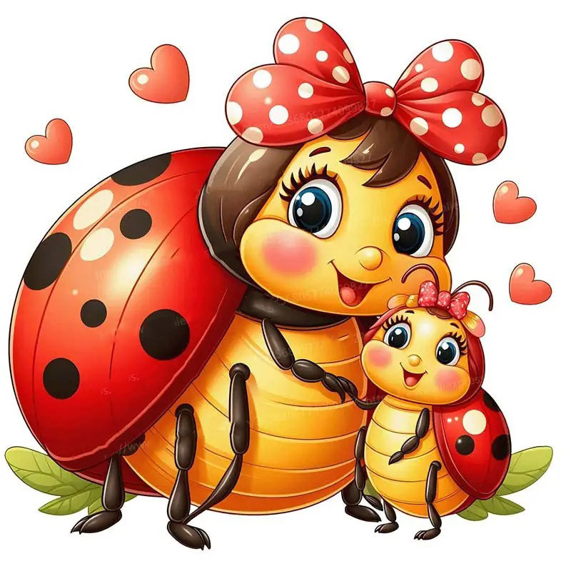 Adesivo Coccinella "Nastro d'Amore" - Decorazione Murale Tenera