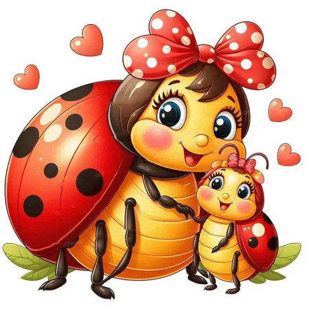 Adesivo Coccinella "Nastro d'Amore" - Decorazione Murale Tenera